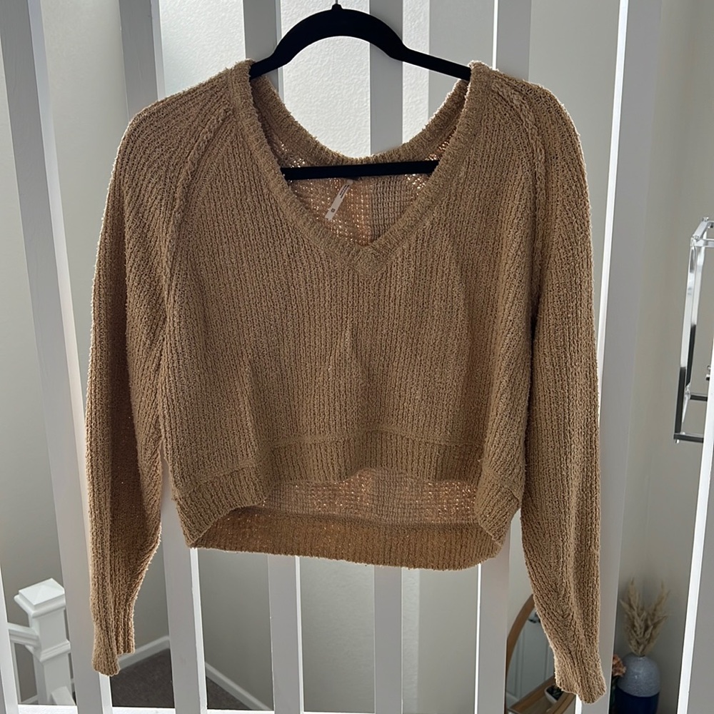 Free people tan crop sweater
